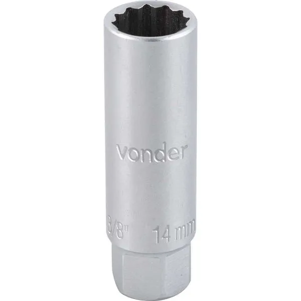 Soquete para vela de ignição encaixe 3/8" 14 mm estriado VONDER