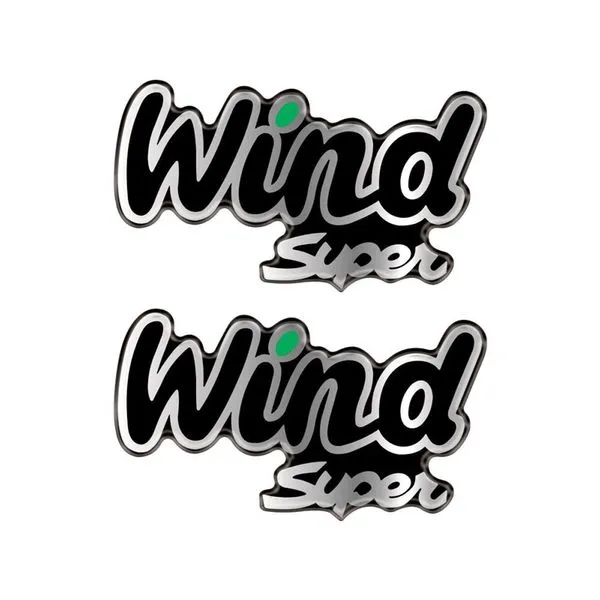 Par Emblema sa Wind Super Lateral Adesivo Verde Resinado Verde