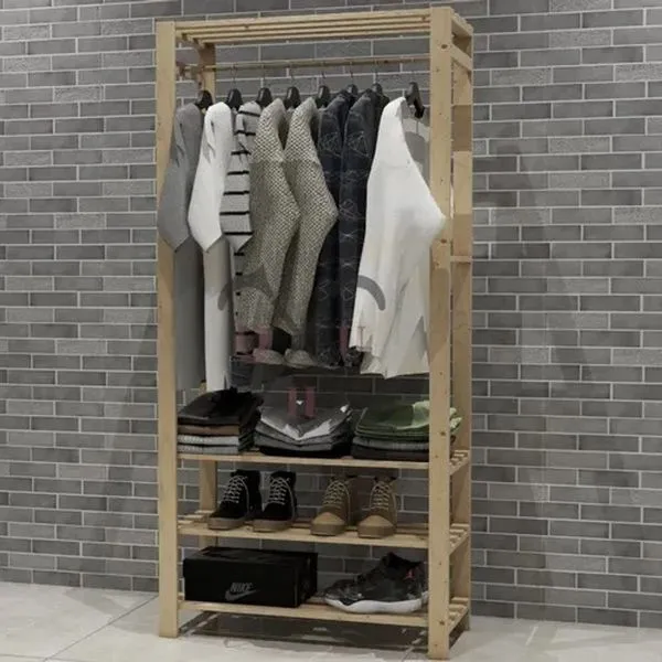 Arara De Closet Aberta Cabideiro Tripla Prateleira