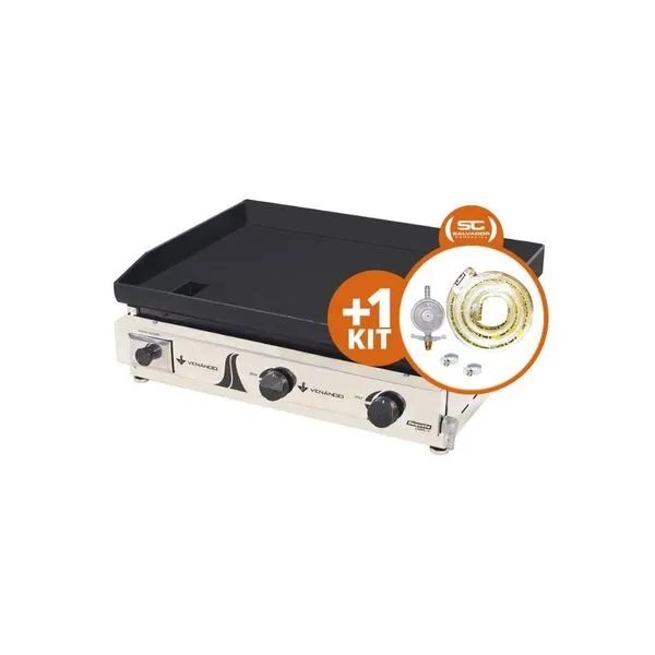 Kit Chapa a Gás Inox 65cm C65 para Lanches com Kit Gás 1kg Metalúrgica Venâncio Kit Chapa a Gás Inox 65cm C65 com Kit Gás 1kg Metalúrgica Venâncio