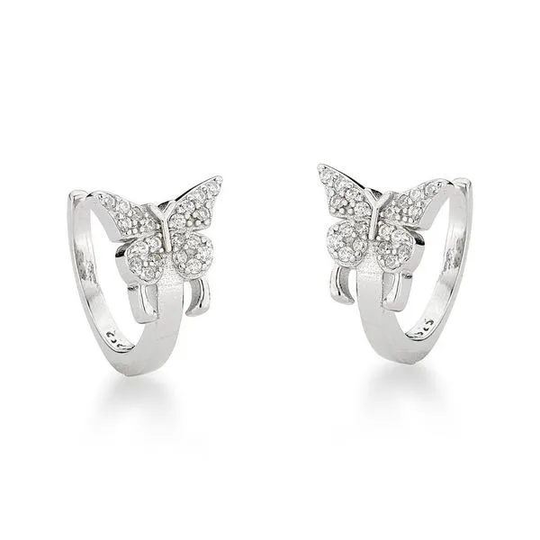 Par De Piercing Fake Borboleta Prata 925