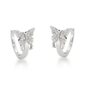 Par De Piercing Fake Borboleta Prata 925