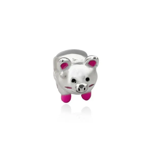 Berloque Porquinho Esmaltado Prata 925