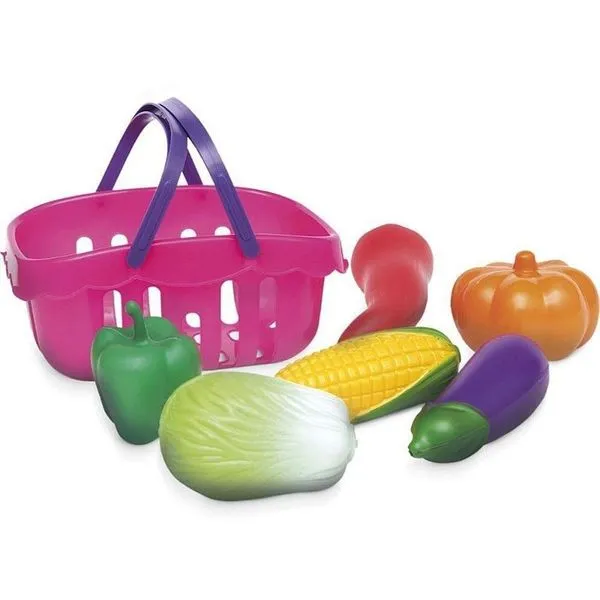 Brinquedo de Faz de Conta Hortifruti Cestinha 7 Peças Pica Pau