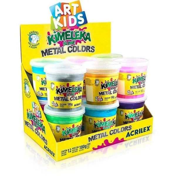 Kit Slime Kimeleka Metálica 180g 12 Unidades Cores Sortidas Acrilex