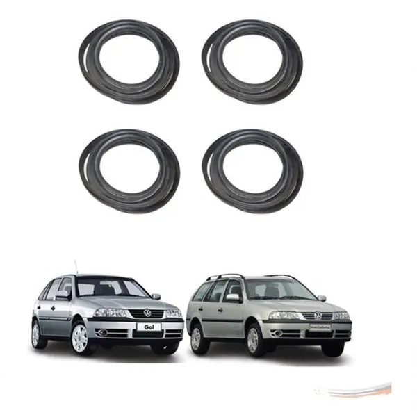 Kit de Borrachas para 4 Portas Modelo Linha Premium Gol Parati G2 G3 G4 Preto Vedação Aba Larga Tribulbo 4 MTS Uniflex Kit de Borrachas para 4 Portas Linha Premium Gol Parati G2 G3 G4 Preto Aba Larga Tribulbo Uniflex