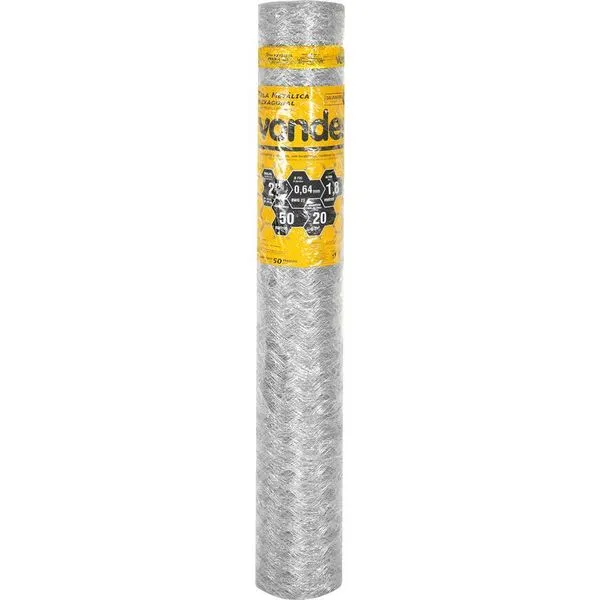Tela Metálica Hexagonal Malha 2" 23 BWG x 1,8m 50 metros Galinheiro VONDER