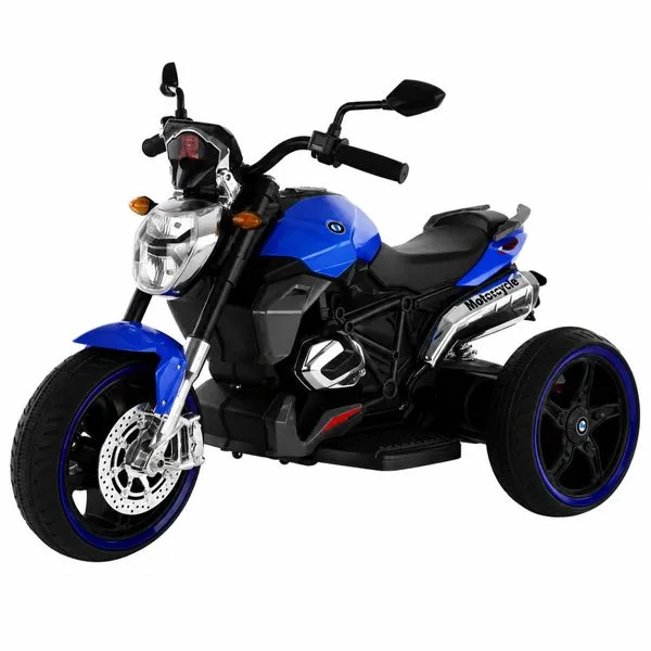 Mini Moto Elétrica Infantil Triciclo Azul Bivolt 6V
