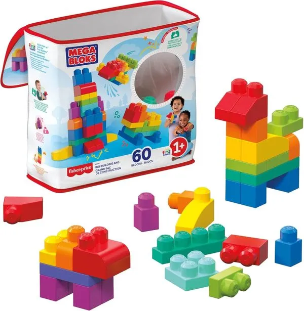 Sacola Com 60 Blocos De Montar Pré-Escolar - Mega Bloks - Fisher Price - Mattel