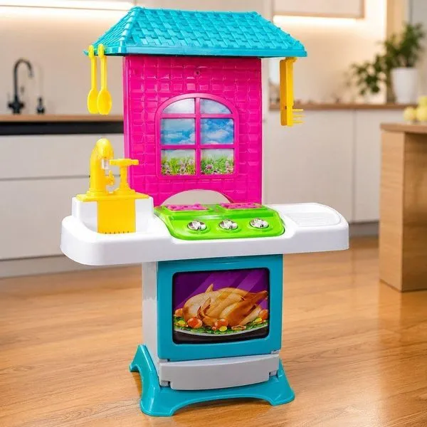 Cozinha Infantil Fogão Forno e Pia Torneira Funcional Lua de Cristal