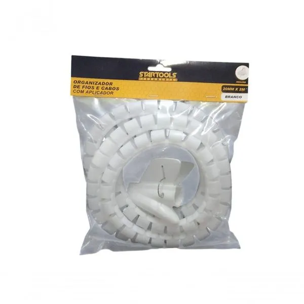 Organizador de Fios e Cabos com Aplicador 20MMX2M Organização Rápida de Vários Fios ao Mesmo Tempo Branco Startools Organizador de Fios e Cabos com Aplicador 20MMX2M Proteção Contra Desgaste e Poeira Branco Startools