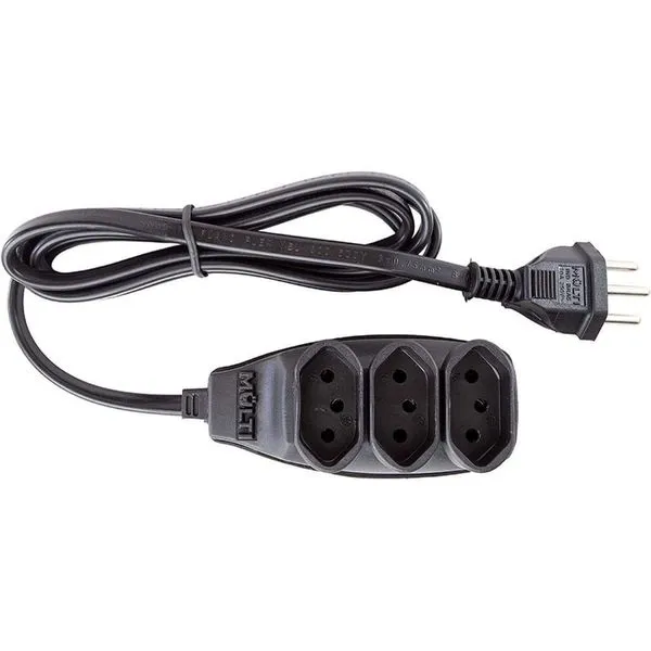 Extensão Preta 3t Tripolar Com 5 Metros 2p+t 10 Ampères 250vac - 01567 - Multicraft