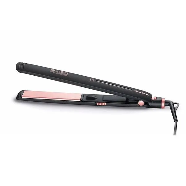 Prancha de Cabelo Mondial P-27 Revestimento Cerâmico 35W | Preto/Rose (Bivolt)