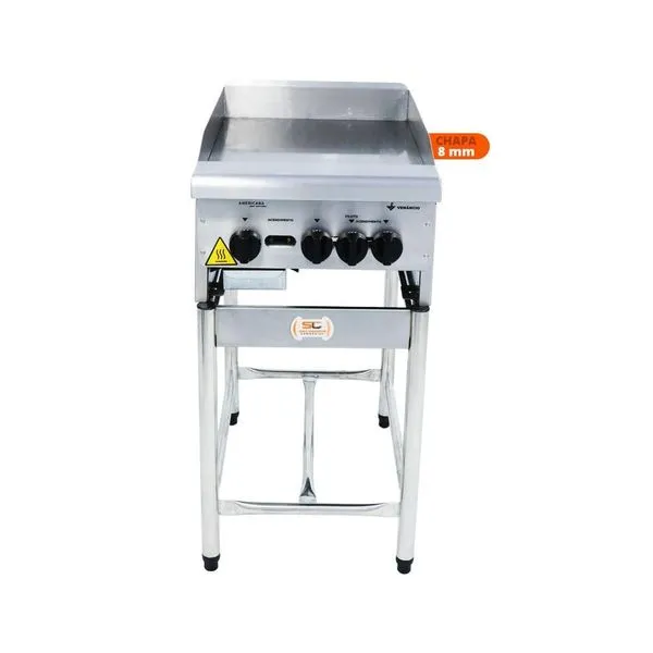 Chapa Bifeteira a Gás CGP45 Profissional Lisa 45cm 8mm Inox com Cavalete Metalúrgica Venâncio Chapa Bifeteira a Gás CGP45 Profissional Lisa 45cm 8mm Inox Metalúrgica Venâncio