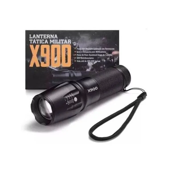 Lanterna Tática Militar Alumínio X900 Recarregável Zoom