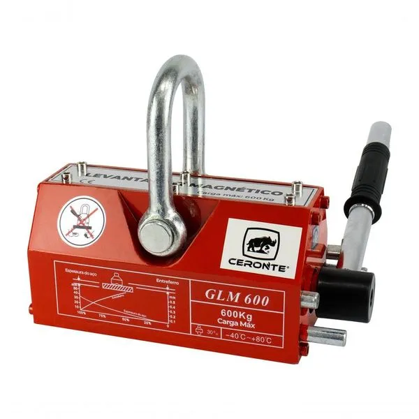 Levantador Magnético GLM 600 600KG Manual com Ímãs de Neodímio e Ranhura em V Ceronte Levantador Magnético GLM 600 600KG Manual com Ímãs de Neodímio e Trava de Alavanca Ceronte