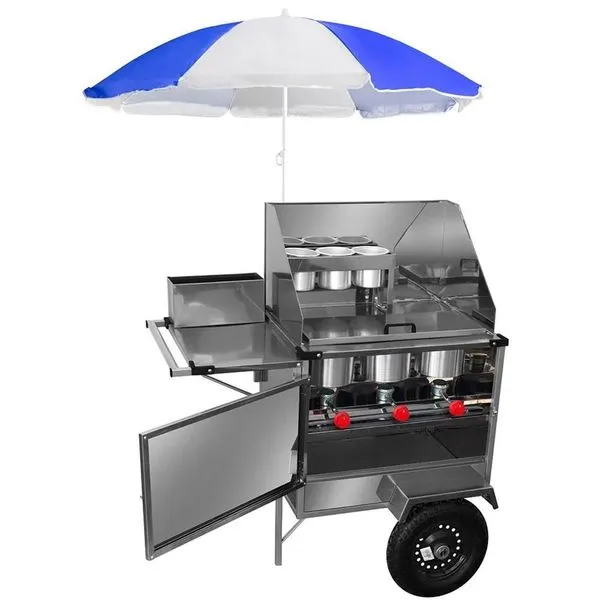 Carrinho de Cachorro-quente SM08P-GS com Guarda-sol Aço Inoxidável 430 e Carbono Inox Cefaz Carrinho de Cachorro-quente SM08P-GS com Guarda-sol Inox Cefaz