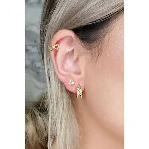 Piercing Floratta Joias Mini Coração Banhado em Ouro 18k 1CM Dourado Feminino Piercing Floratta Joias Mini Coração Banhado em Ouro 18k Dourado