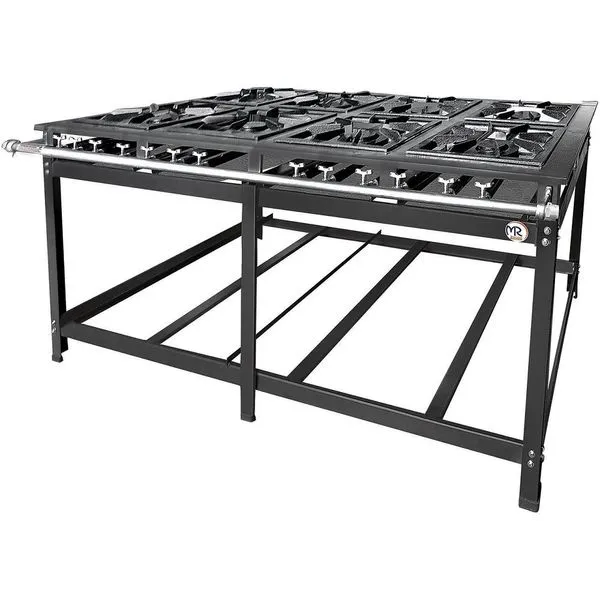 Fogao 8 Bocas Duplo Parede 40X40 Baixa Pressao Luxo Mr Fogoes 800201