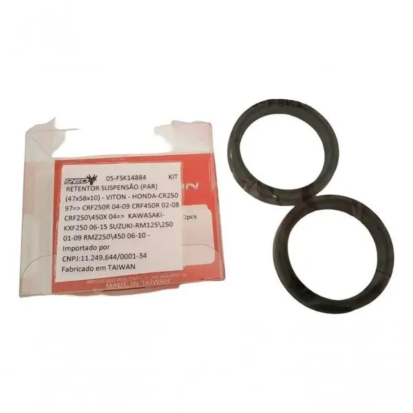 Kit Retentor de Suspensao 47x58x10 Viton Compatível Honda CR e CRF Kawasaki KXF Suzuki RM e RMZ Red Dragon Kit Retentor Suspensao 47x58x10 Viton para Honda CRF X CRF R CR e Kawasaki KXF Suzuki RM RMZ Red