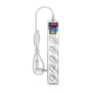 Filtro de Linha com 5 Tomadas de 2 Pólos + T 10A 80cm Clamper Filtro de Linha com Proteção DPS LCF 5 Tomadas 2P+T 10A Transparente