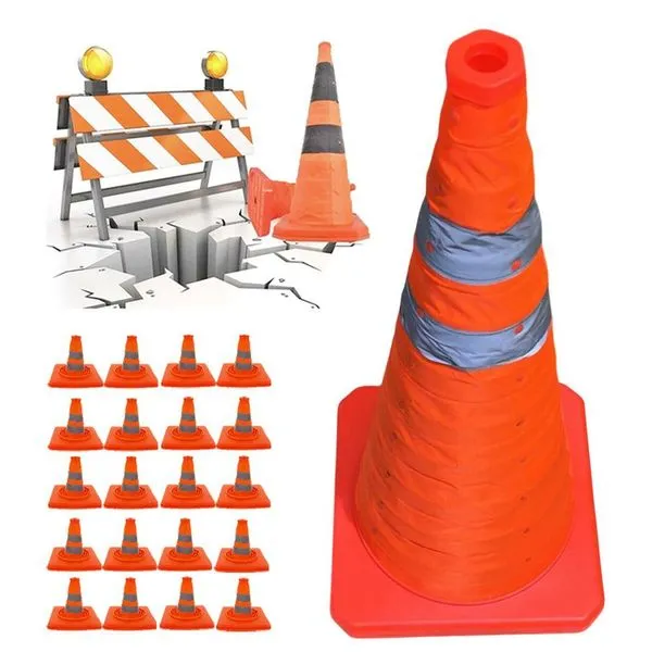 Kit 20 Cones Retráteis de Sinalização SU-CONE3-1 Refletivos Dobráveis 50cm Laranja Economia Solar Kit 20 Cones Retráteis SU-CONE3-1 Refletivos 50cm Laranja Economia Solar