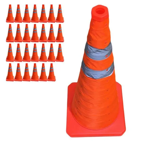 Kit 27 Cones Sinalizadores Retráteis SU-CONE3-1 Dobráveis com Faixas Refletivas 50cm Laranja AB Mídia Kit 27 Cones Sinalizadores Retráteis SU-CONE3-1 Dobráveis Laranja AB Mídia