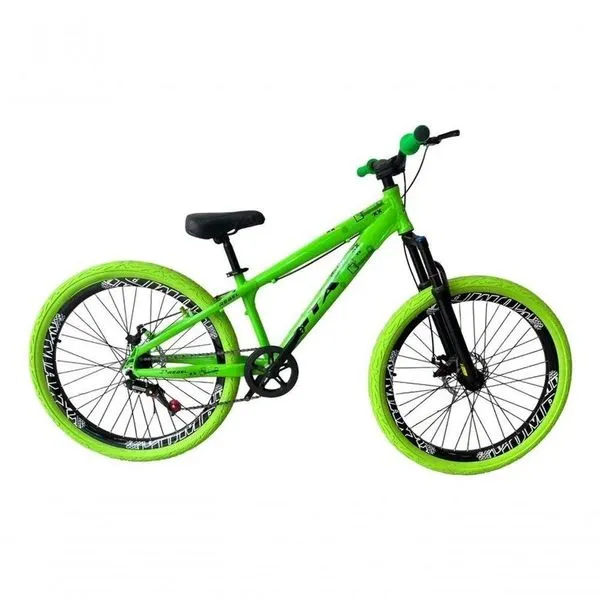 Bicicleta Aro 26 Gta Rebel Freeride Downhill Single Aros Vmaxx Freio A Disco Pneu Flame Verde