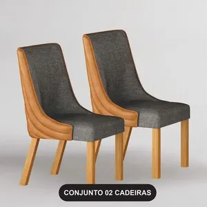 Cadeira Para Mesa De Jantar Belle Kit 2 Peças Sintético Terracota E Linho Cinza Cinamomo - Leifer