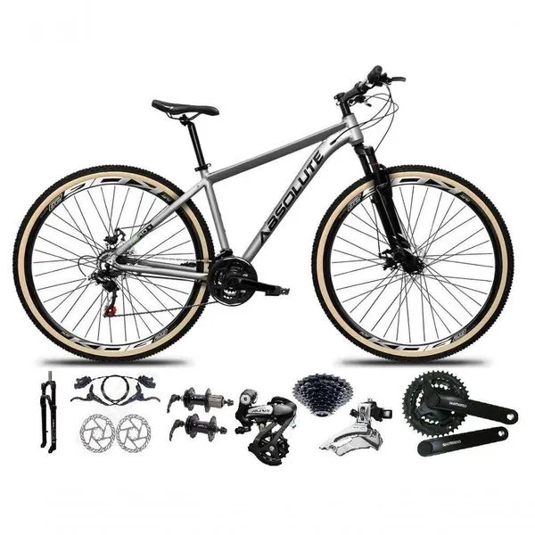 Bicicleta Aro 29 Absolute Nero 5 Câmbios Shimano Altus 24v Freio Hidráulico Garfo C-trava cinza Tam: 15