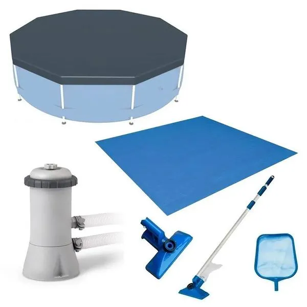 Kit Manutenção De Piscina Inflável Filtro L-h Capa 366cm Forro Kit Limpeza 110v