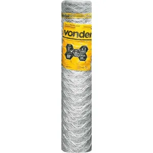 Tela Metálica Hexagonal Malha 3" 16 BWG x 1,2m 50 metros Mangueirão VONDER
