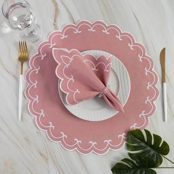 Jogo De Guardanapos Sousplat Americano 12 Peças Bordado Decorativo - Sparta Rose