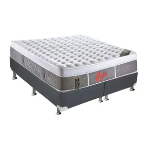 Cama Box King: Colchão Molas Ensacadas Light Stress Oxygen New Plush + Base Crc Suede Gray(193x203)