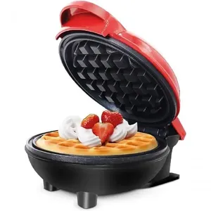 Mini Máquina Elétrica de Waffle Donuts e Panqueca 110V Antiaderente Vermelho King Imports Mini Máquina De Fazer Waffle Grill Panqueca Elétrica Prática Cor Vermelha