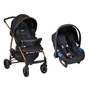 Travel System Ecco + Touring X Carrinho de Bebê com Bebê Conforto para Recém-Nascidos Dobrável Preto e Cobre Burigotto Travel System Ecco + Touring X Carrinho de Bebê com Bebê Conforto para Recém-Nascidos Preto e Cobre