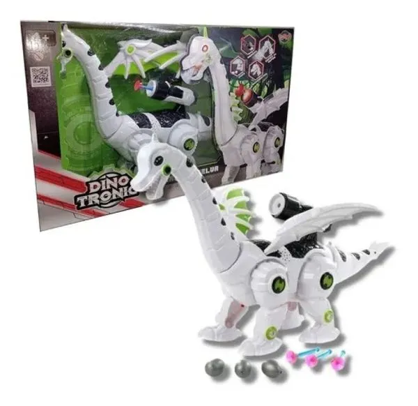 Robô Dinossauro Dragão DinoTronic   Som, Movimento, Bota Ovos, Lança Dardos, Sopro Vapor -   Toyng