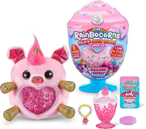 Rainbocorns - Unicórnio Pelúcia Jelly Shake Surprise com 15 Surpresas e Slime - Fun