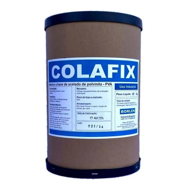 Cola PVA Branca Colafix 1102 para Papelão Madeira e MDF Uso Industrial 10kg Borlen Brasil Cola PVA Branca Colafix 1102 para Papelão e Madeira 10kg Uso Industrial Borlen Brasil