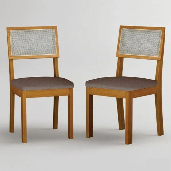 Cadeira Para Mesa De Jantar Flora Mdf Kit 2 Peças Joli Camurça - Leifer