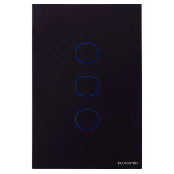 Interruptor Touch Wi-Fi Smart Tramontina Preto com 3 Canais