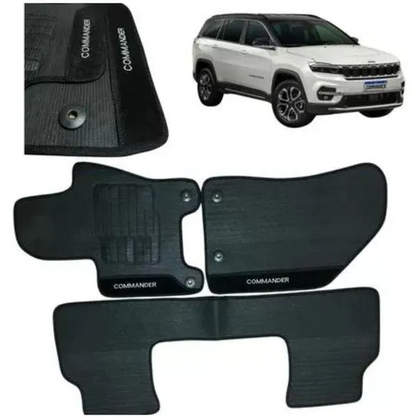 Kit Tapete Emborrachado Jeep Commander 2022 Em Diante 3 Peças