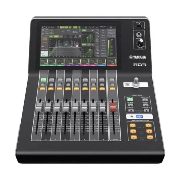 Mesa de Som Digital DM3 com 16 Canais Mono, 1 Estéreo, Retornos e Efeitos FX, Interface Dante, Tela Multitoque 9 Mesa de Som Digital DM3 com 16 Canais Mono, Retornos FX, Interface Dante, Preta Yamaha