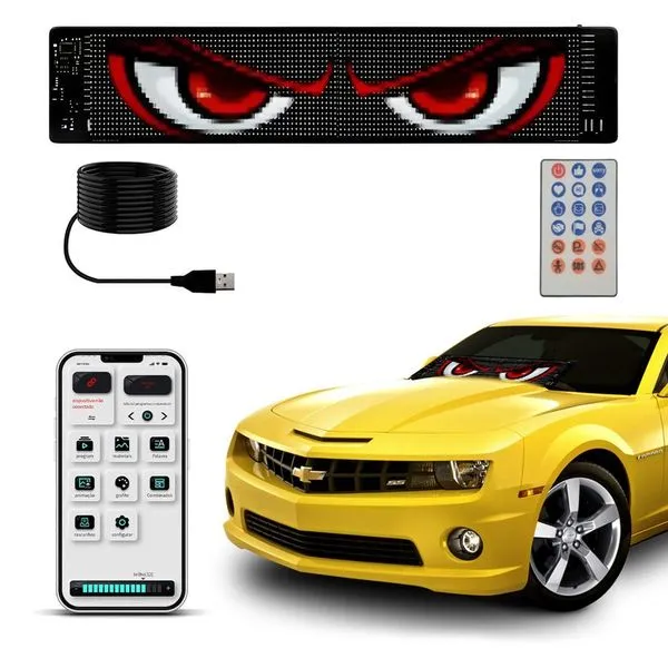 Painel LED Display Parabrisa SU-BRISA 60x12cm Flexível para Caminhão e Carro com App Leva Pra Casa Painel LED Display SU-BRISA 60x12cm Flexível Parabrisa com App Leva Pra Casa