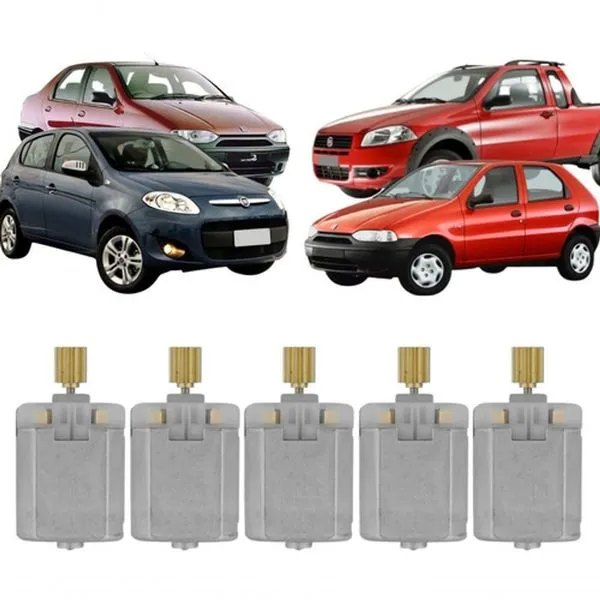 Kit 5 Micro Motor para Trava Elétrica de Fechadura Padrão Mabuchi Compatível com Palio Após 1996, Uno G2 e Grand Siena Kit 5 Micro Motor para Trava Elétrica de Fechadura Padrão Mabuchi para Palio, Uno G2 e Grand Siena