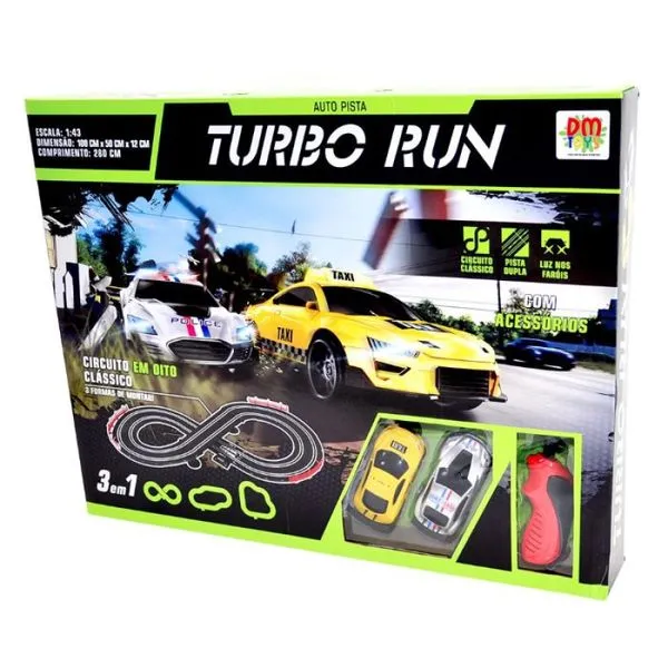Autorama Auto Pista Turbo Run Circuito em Oito 280cm DMToys
