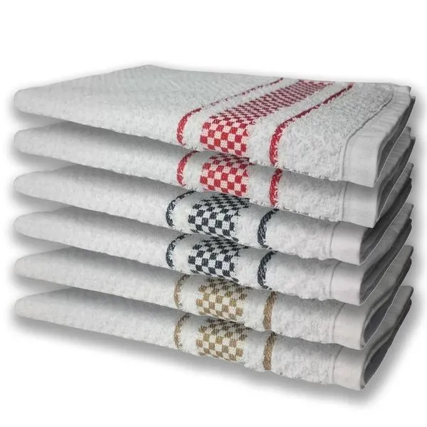 6 Panos De Prato Atoalhado Felpudo Premium Preto+marrom+vermelho