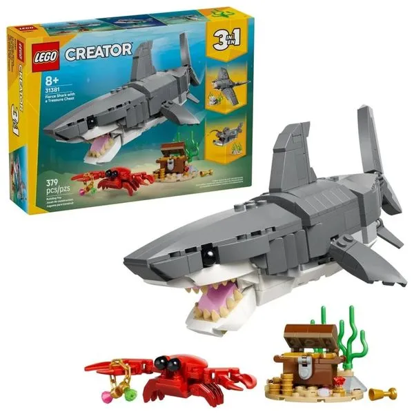 Lego Creator 3 em 1 Tubarão Com Bau De Tesouro 379 Pçs 31381