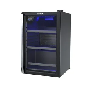 Cervejeira Venax Blue Light 100L Porta de Vidro Preto Fosco com Led Azul 110V Cervejeira Venax Blue Light 100L Porta de Vidro Duplo Preto Controle Digital 220V