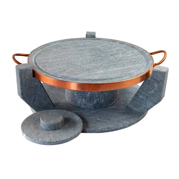 Churrasqueira Pedra Sabão Grelha Funda Sem Tampa G 32cm